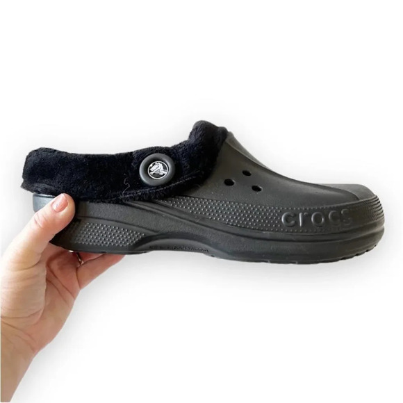 Crocs Black Clogs‎ Fuzzy Lined Unisex Men’s 9 Women’s 11 Warm Removable Liner - Picture 1 of 10
